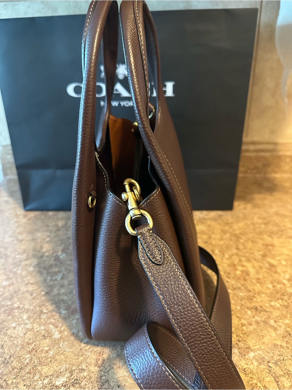 Coach Lana 23 in maple.  Pebbled Leather Mini Shoulder Bag with Gold Hardware - Picture 5 of 10
